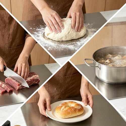 2-Piece Stainless Steel Cutting Board with Lip, 16" x 12" Kitchen