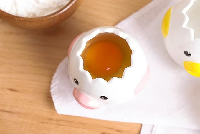 LuoCoCo Cute Egg Separator, Ceramics Vomiting Chicken Egg Yolk White Separator - Image 3