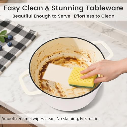 Hisencn Enameled Cast Iron Set,5-Piece 10-Inch Stackable Pots and Pans