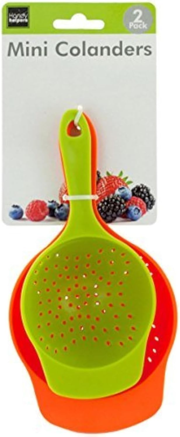 Mini Colanders Set 2 Plastic Pack Kitchen Mesh Food Strainers Colander Handles by Brandobay
