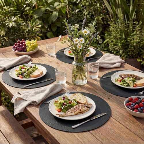 Artoid Mode Black Faux Leather Placemats Set of 4, 15 Inch Waterproof
