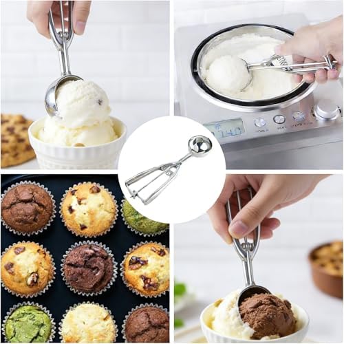 3 Piece Stainless Steel Cookie Scoop Set, Large Medium Small Ice Cream