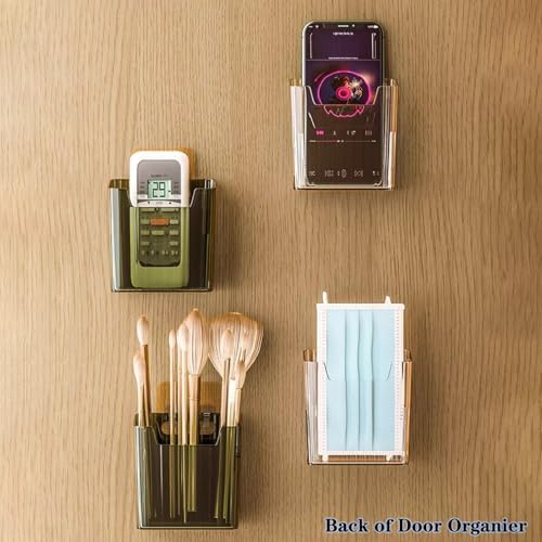 Lae Nuvole Clear Adhesive Wall Organizer Bins, Cabinet Door Storage