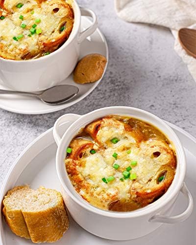 DELLING Soup Bowls with Handles Set of 6, 24 Oz Ceramic French Onion