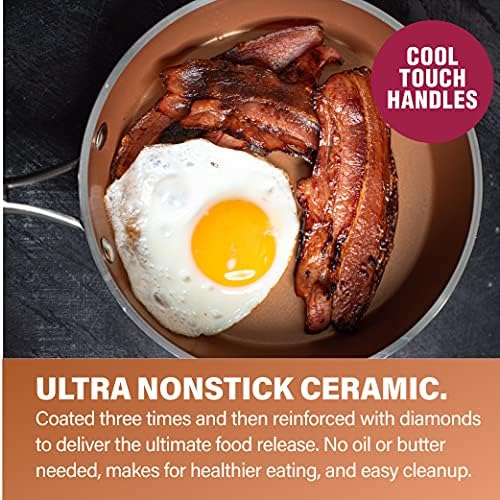 Gotham Steel Hammered Copper Collection – 15 Piece Premium Cookware &