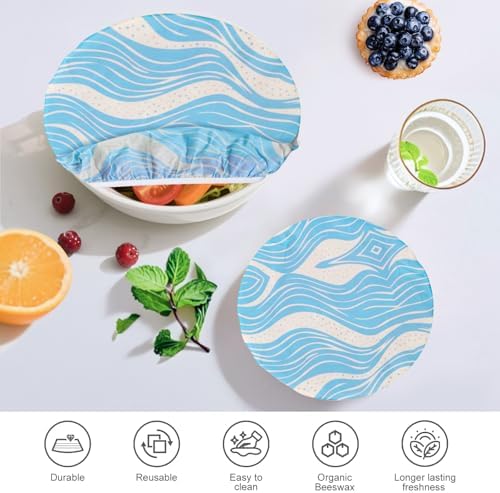 Reusable Beeswax Bowl Covers, 5-Pack, Navy Blue