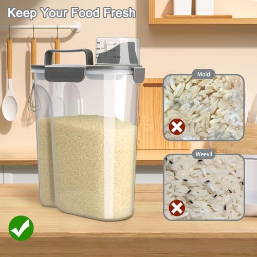 Komzon Rice Container, Airtight Rice Storage Container 10lb, Cereal