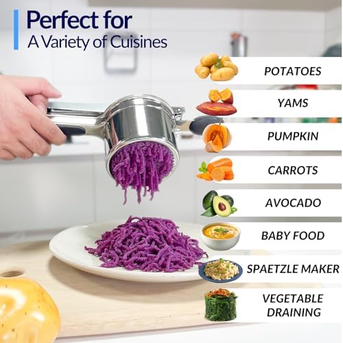 SPEENSUN 15oz Stainless Steel Potato Ricer, 2 Interchangeable Cups