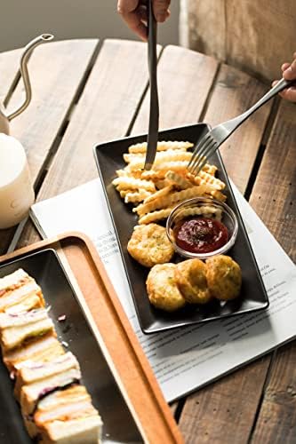 YHOSSEUN Ceramic Serving Platters Set of 4, 9.8 In Black Rectangular
