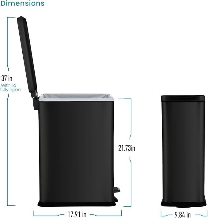 Home Zone Living 8 Gallon Slim Kitchen Trash Can - Image 2