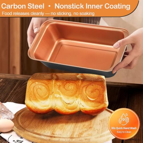 Baking Pans Set 6-Pieces, Non Stick Bakeware Sets for Baker, Golden