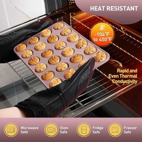 Socisen 2 Pack 24 Cups Mini Muffin Pan with Metal Reinforced Frame