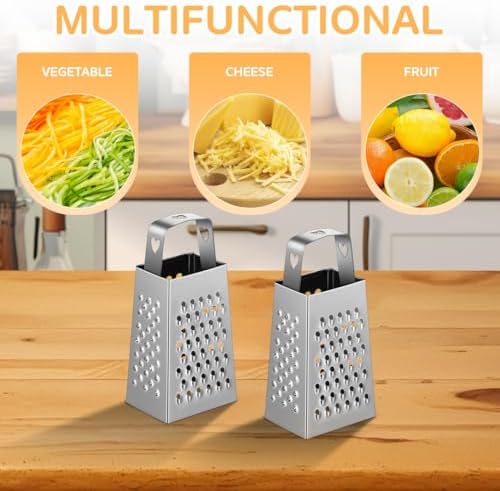 ABOOFAN 6Pcs Mini Box Graters, 4-Sided Stainless Steel Cheese Grater &