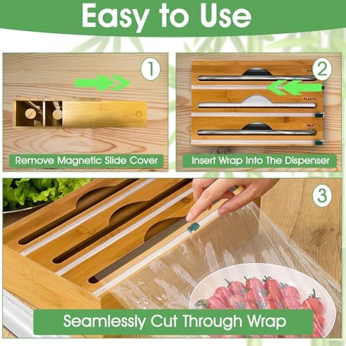 3-in-1 Bamboo Wrap Organizer with Cutters, Labels, Interior Holders