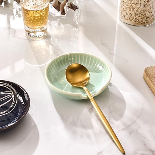 Ceramic Spoon Rest for Stove Top, 5" Spoon Holder for Kitchen Counter