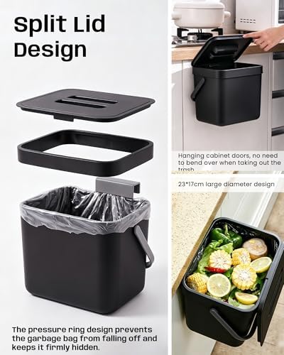 Countertop Compost Bin, 1.8 Gal, Black