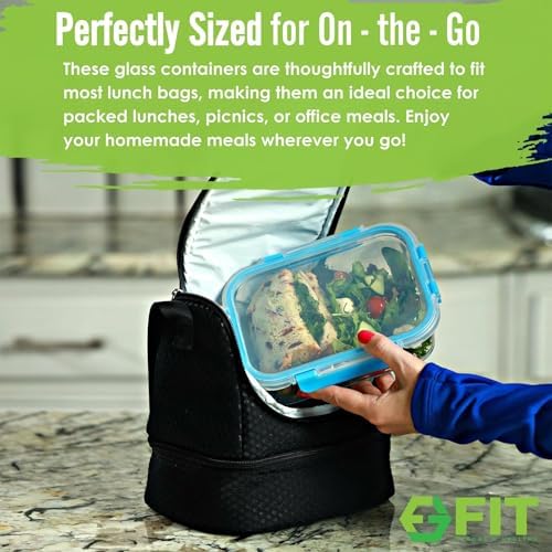 4-Pack 32 oz 2- and 3-Compartment Glass Meal Prep Containers