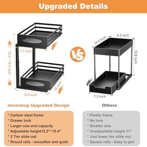 mixeshop 2-Tier Under Sink Organizer, Black