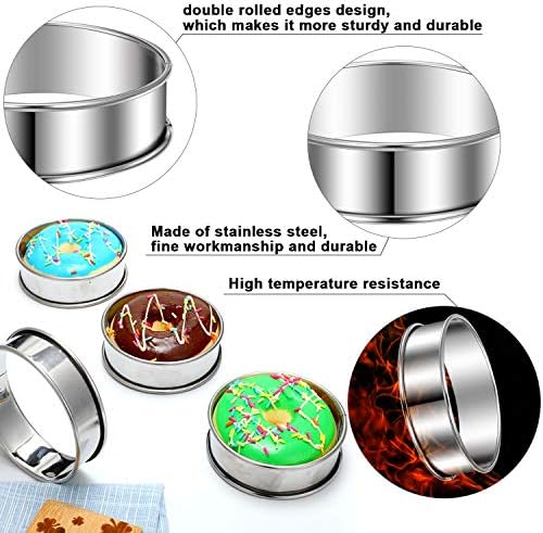 Boao 16 Pcs Cookie Rings for Baking English Muffin Ring Egg Mold