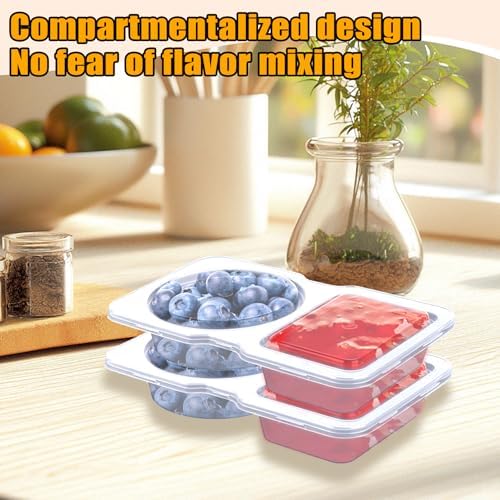 20 Pack Reusable Snack Containers with Lids - Double Compartment