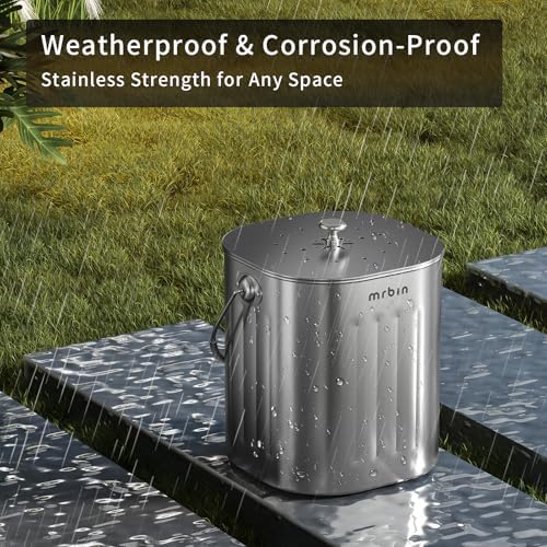 MRBIN 1.7 Gal Stainless Steel Kitchen Compost Bin with Lid