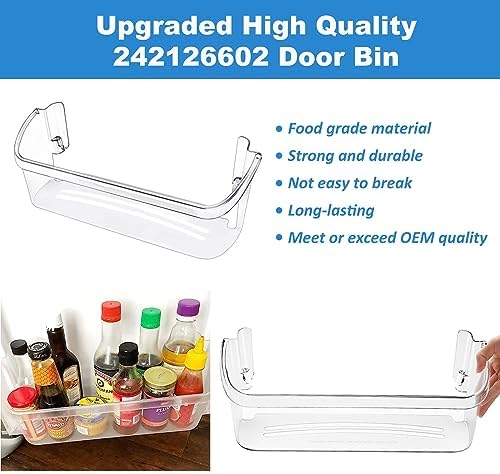 2 Pack UPGRADED 242126602 Refrigerator Door Bin Shelf Replacement for
