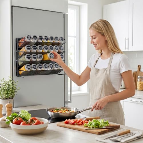 UVIAHOMI Magnetic Spice Rack for Refrigerator with 28 Spice Jars