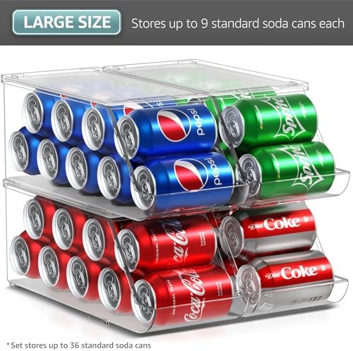 Sorbus Soda Can Organizer for Fridge & Freezer, Stackable with Lid