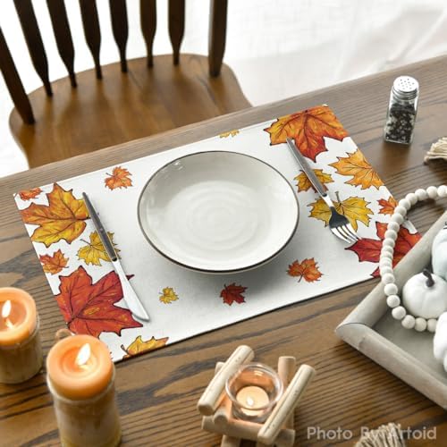 Artoid Mode Maple Leaves Fall Placemats Set of 4-12 x 18 Inch