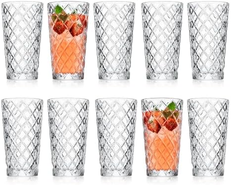 Glaver's Drinking Glasses - Set of 10-14oz. Highball Glass Cups