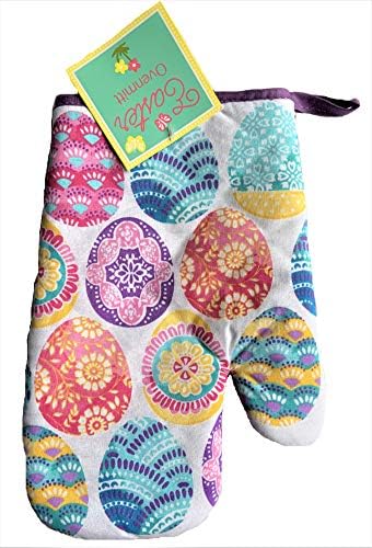 Easter 3 Piece Egg Pastel Kitchen Towel Set with Matching Oven Mitt