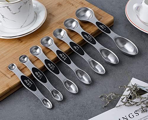 Magnetic Measuring Spoons Set of 7 Stainless Steel Dual Sided