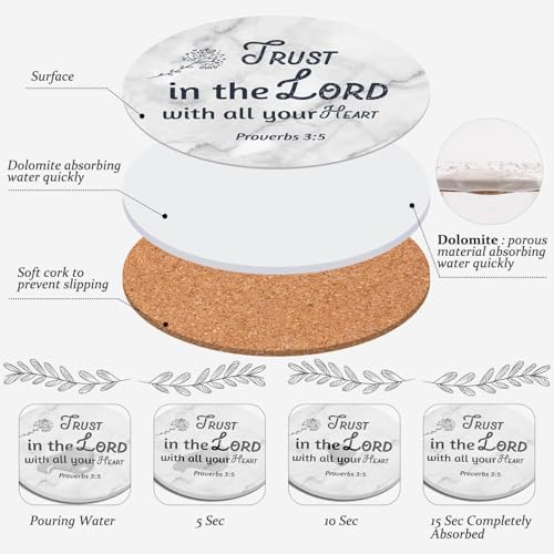 Billbotk Ceramic Coasters with Bible Verses, Coasters Set of 8 with