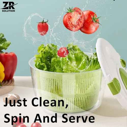 Large Salad Spinner 5 Quart, Manual Lettuce Dryer and Vegetable Washer