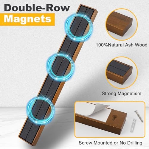 Magnetic Wood Knife Holder, 16" Wall Mount