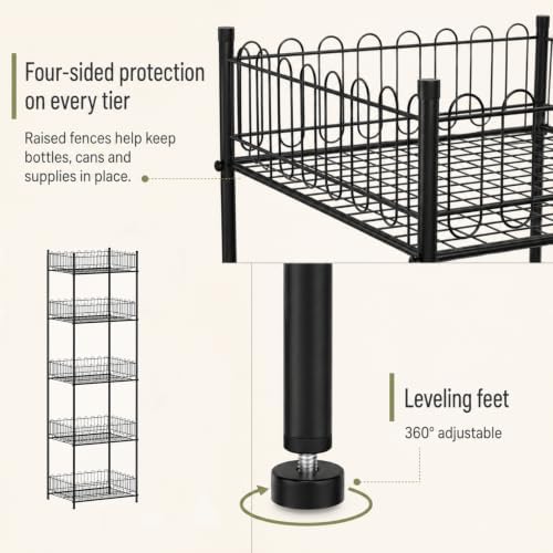 Water Bottle Organizer Stand 5 Tier Soda Can Storage Rack for Pantry