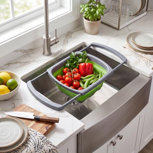 Qimh Collapsible Colander, 6 Quart Over-Sink Strainer