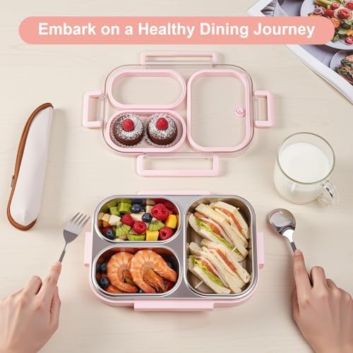 25oz 18/8 Stainless Steel Lunch Box Kit (Bento Box + Fork/Spoon) - 3