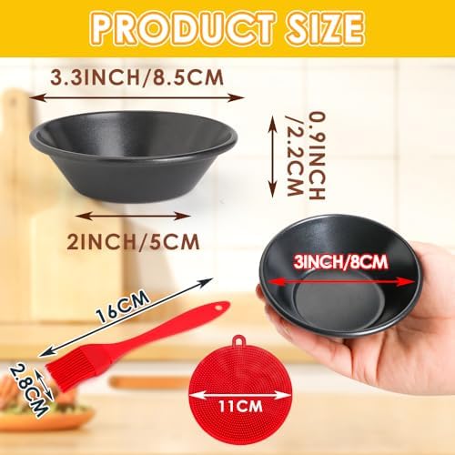 12 pcs Egg Tart Molds, Quyimy 3" Mini Tart Pans, Non-Stick Carbon