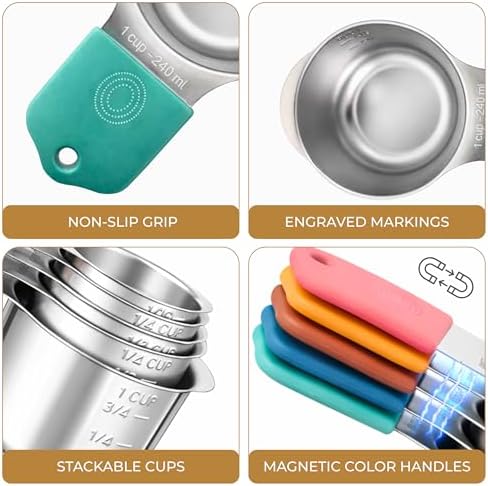 DIYORA Magnetic Measuring Cups and Spoons Set, 13-Piece 304 Stainless