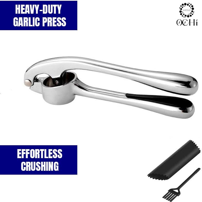 OCHI Stainless Steel Garlic Press Set (Silver)
