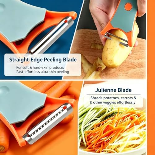 2-Pack 360° Swivel Vegetable Peeler with Julienne Cutter (Orange)