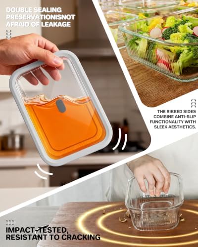 2 Pack 74oz Glass Food Storage Containers with Lids