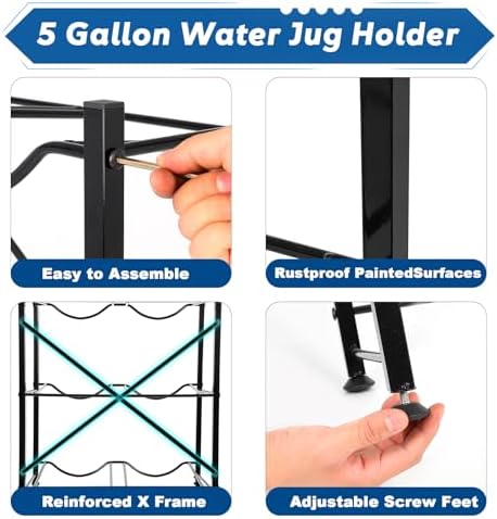 5 Gallon Water Bottle Holder for 10 Bottles, 5 Tiers Row Water Jug