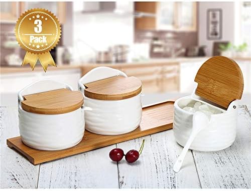 June Sky Sugar and Cream Set,Ceramic Sugar Containers with Lid and