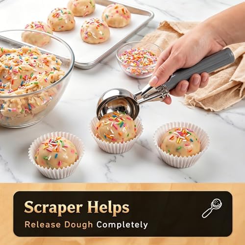 Fayomir 4 oz Scoop, Large Ice Cream Scoop with Trigger, #8 Portion