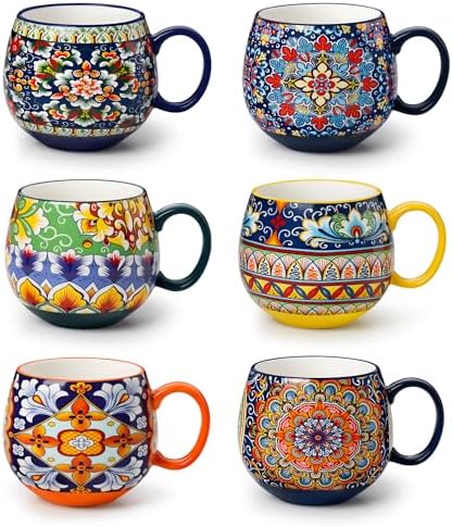 vancasso Coffee Mugs Set of 6, 18oz Ceramic Coffee Cups, Colorful