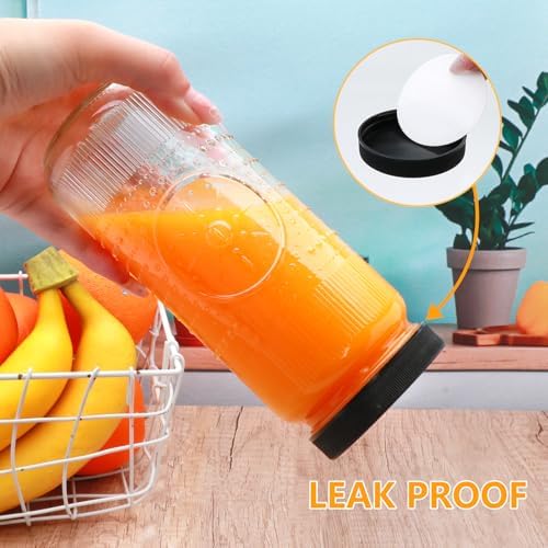 16 oz Glass Juice Bottles with Lids, 12 Pack Reusable Juicing Bottles
