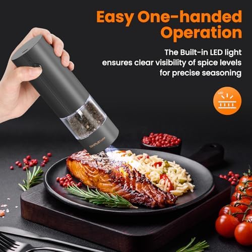 SIMPLETASTE Rechargeable Electric Salt and Pepper Grinder Set
