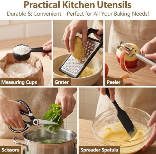 Leonyo 32 Pcs Stainless Steel Kitchen Utensil Set with Holder